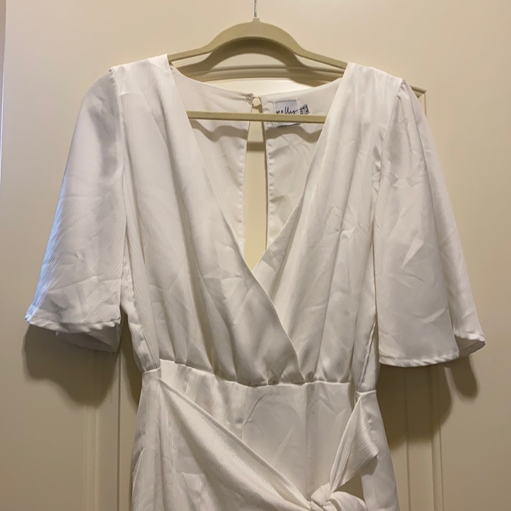 White wrap front romper